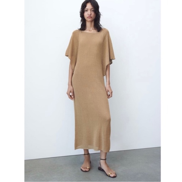 Zara Dresses & Skirts - NWT Zara Elegant Tan Knit Dress